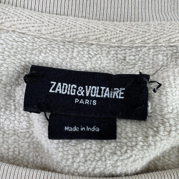 Zadig Voltaire Sweatshirt Womens Medium Ivory Rock & Roll Graphic Raglan Crew - Picture 3 of 10